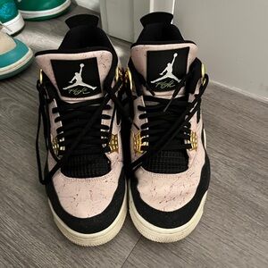 Air Jordan 4 Pink & Black Sneakers with Gold Accents